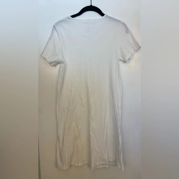 Hanro Ribbed White Cotton Sleep Dress Size Small - Picture 2 of 5